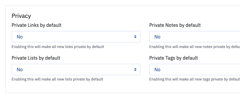 LinkAce Privacy Settings Preview