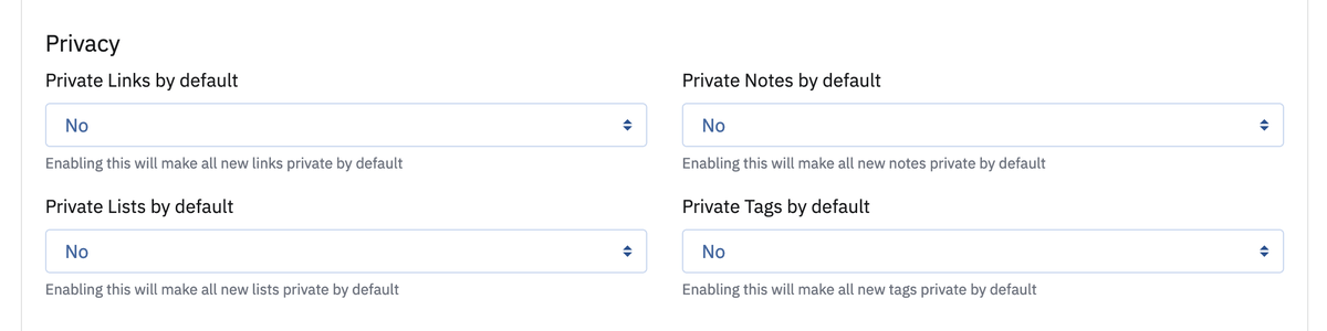 Preview of the privacy settings